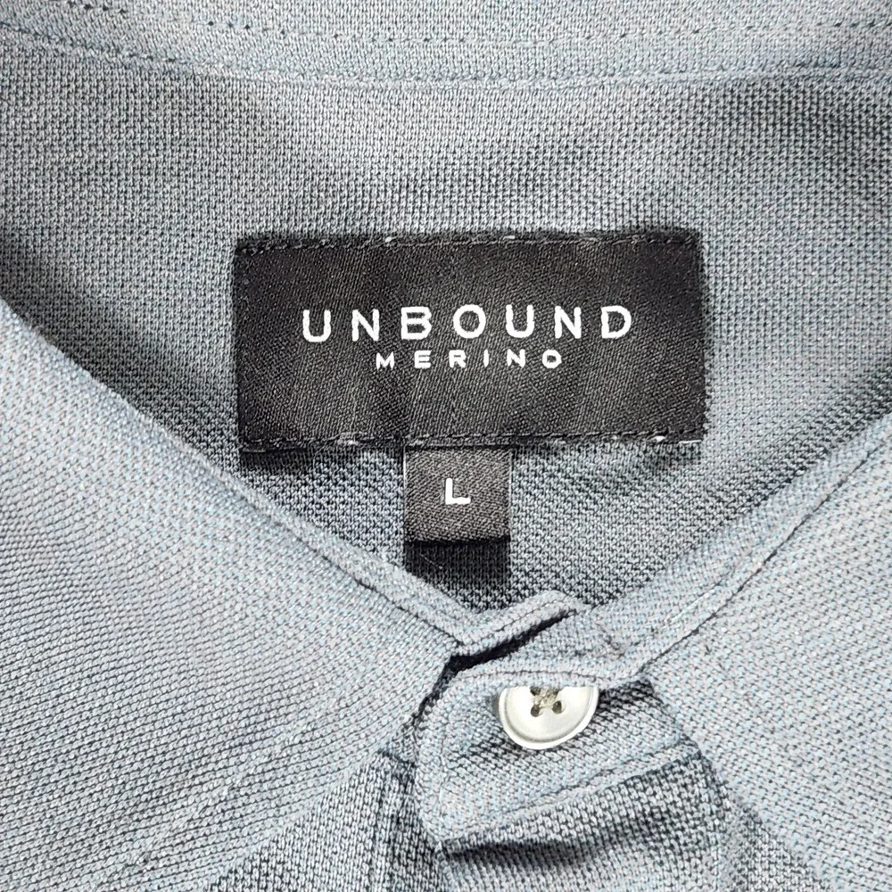 Unbound Merino Polo Shirt Mens Large Gray Solid Merino Wool Blend Knit Casual